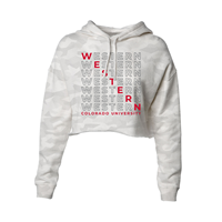Wcu Stacked Repeat Crop Hoodie - White Camo