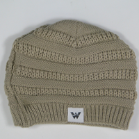 Western W Purl Slouch Beanie - Stone