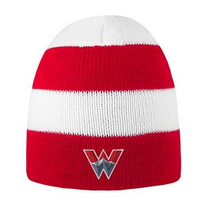 Western W Columbia Rugby Striped Knit Beanie Red