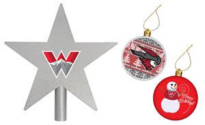Western Silver Tree Topper With Red And White Ornament Set