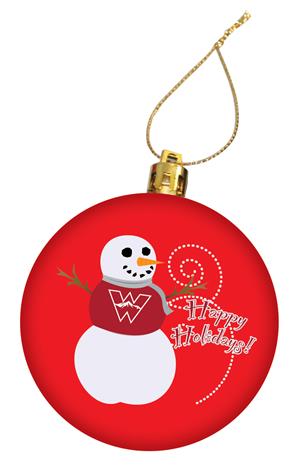 Western Snowman Happy Holidays Red Ornament