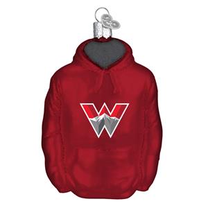 Western W Red Hoodie Glass Ornament